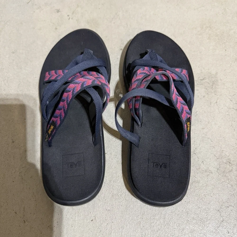 Teva Voya Zillesa Strappy Sandals Geometric Pink Purple Blue - Women's Size 6